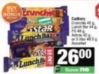 Cadbury - Crunchie, 5 Star, Lunch Bar, Astro