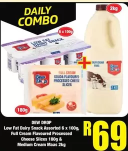 Daily - Low Fat Dairy Snack Assorted & Full Cream Flavoured Processed Cheese Slices & Medium Cream Maas