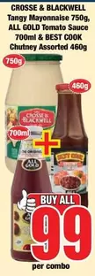 Crosse & Blackwell - Tangy Mayonnaise, ALL GOLD Tomato Sauce & BEST COOK Chutney