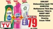 Sunlight - Dishwashing Liquid & Multipurpose Thick Bleach Cleaner & Multipurpose Cleaning Cream