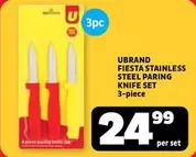FIESTA STAINLESS STEEL PARING KNIFE SET