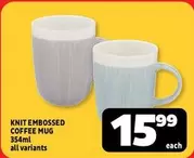 KNIT EMBOSSED COFFEE MUG