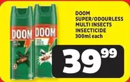 Doom - SUPER/ODOURLESS MULTI INSECTS INSECTICIDE 300ml