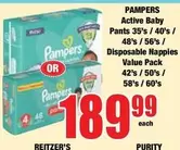 Pampers - Active Baby Pants / Disposable Nappies Value Pack