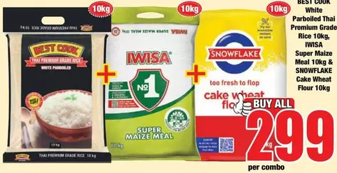 Snowflake - BEST COOK White Parboiled Thai Premium Grade Rice, IWISA Super Maize Meal & SNOWFLAKE Cake Wheat Flour