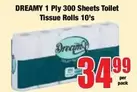1 Ply 300 Sheets Toilet Tissue Rolls 10's