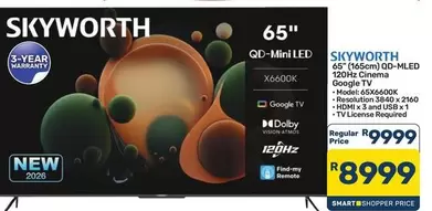 Skyworth - 65" QD-Mini LED 120Hz Cinema Google TV