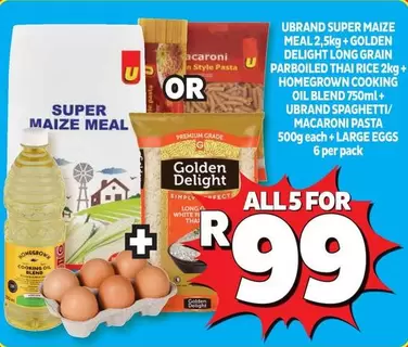 Golden Delight - SUPER MAIZE MEAL, GOLDEN DELIGHT LONG GRAIN PARBOILED THAI RICE, HOMEGROWN COOKING OIL, SPAGHETTI/MACARONI PASTA, LARGE EGGS