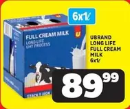 FULL CREAM MILK LONG LIFE UHT PROCESS