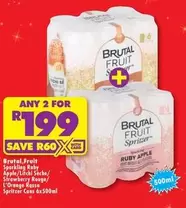 Apple - Brutal Fruit Sparkling Ruby /Litchi Sèche/Strawberry Rouge/L'Orange Rassa Spritzer Cans
