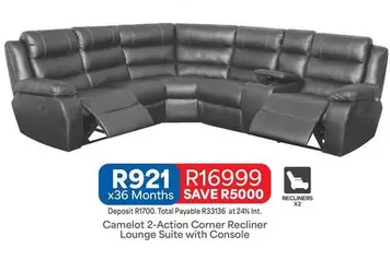 Total - Camelot 2-Action Corner Recliner Lounge Suite with Console