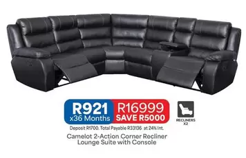Total - Camelot 2-Action Corner Recliner Lounge Suite with Console
