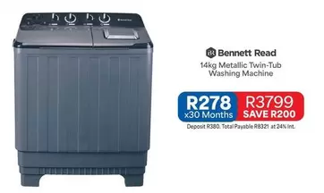 Total - 14kg Metallic Twin-Tub Washing Machine