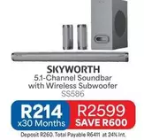 Skyworth - 5.1-Channel Soundbar with Wireless Subwoofer SS586