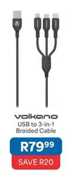 Volkano - USB to 3-in-1 Braided Cable