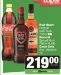 Bacardi - Original Dark Rum OR Spiced Rum