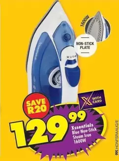 Xssentials Blue Non-Stick Steam Iron 1600W