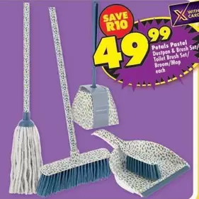 Petals Pastel Dustpan & Brush Set/Toilet Brush Set/Broom/Mop