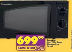 Black/White Manual Microwave Oven