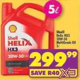 Shell - Helix HX3 20W-50 MultiGrade Oil