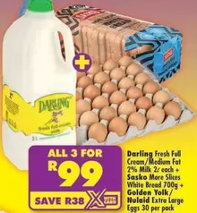 Darling -  Fresh Full Cream 2% Milk & Sasko More Slices White Bread