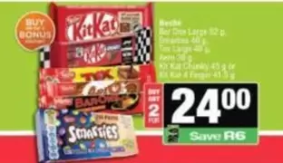 Kit Kat - Bar One, Smarties, Tex, Bar One,