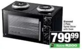 Elba - Diamond 2 Plate Spiral Stove With Oven