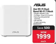 Asus - Zen Wi-Fi Dual Band Wi-Fi 7 Mesh BD4(W-1-PK)
