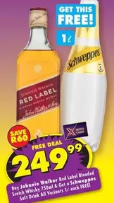 Schweppes - Johnnie Walker Red Label Blended Scotch Whisky 750ml & Soft Drink