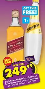 Schweppes - Johnnie Walker Red Label Blended Scotch Whisky 750ml & Soft Drink All Variants 1l