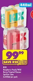 Raspberry Peach/Wild Berry/Tropical Flavour Spritzer Cans