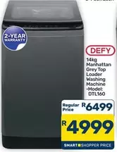 Defy - 14kg Manhattan Grey Top Loader Washing Machine DTL160