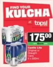 CASTLE - Castle Lite Original or Draught Cans