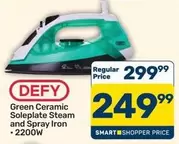Defy - Green Ceramic Soleplate Steam and Spray Iron