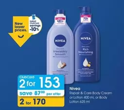 Nivea - Repair & Care Body Cream or Lotion