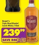 Grant's - Triple Wood Blended Scotch Whisky 750ml