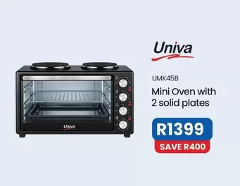 Univa - Mini Oven with 2 solid plates