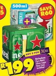 Heineken - Pure Malt / Silver Lager Beer Cans