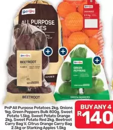 All Purpose Potatoes, Green Peppers, Beetroot, Sweet Potato, Citrus Orange