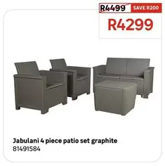 Jabulani 4 Piece Patio Set Graphite