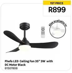 Phefo LED Ceiling Fan 35" 3W With DC Motor Black