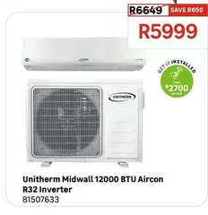 Unithern - Midwall 12000 BTU Aircon R32 Inverter 81507633
