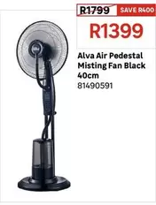 Alva - Air Pedestal Misting Fan Black 40cm 81490591