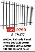Welded Palisade Panel Fence 3000X1800 Mm 81474177