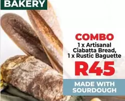 1 x Artisanal Ciabatta Bread, 1 x Rustic Baguette