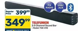 Telefunken - 2.0 Channel Sound Bar - Model: TSB-018