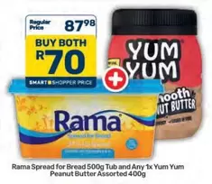 Yum Yum - Spread for Bread 500g Tub and Peanut Butter Assorted 400g
