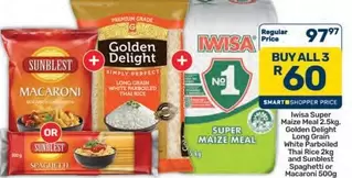 IWISA - Super Maize Meal, Long Grain White Parboiled Thai Rice and Spaghetti or Macaroni