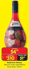 Robertson Winery - Natural Sweet Red/White/Rosé Wine 750ml