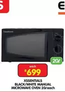 BLACK/WHITE MANUAL MICROWAVE OVEN